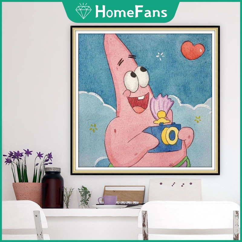 Bộ Tranh Đính Đá 5D Tự Làm 30x30cm / 40x40cm / 50x50cm Hình SpongeBob