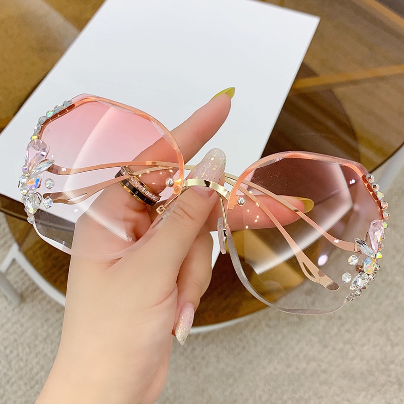 Kính mát càng kim loại đính đá thời trang Hàn Quốc