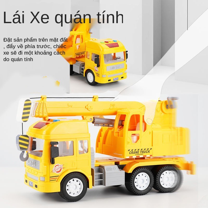 Linda cần cẩu lớn đồ chơi trẻ em xe xây dựng âm nhạc ô tô mô hình tải cậu bé máy xúc