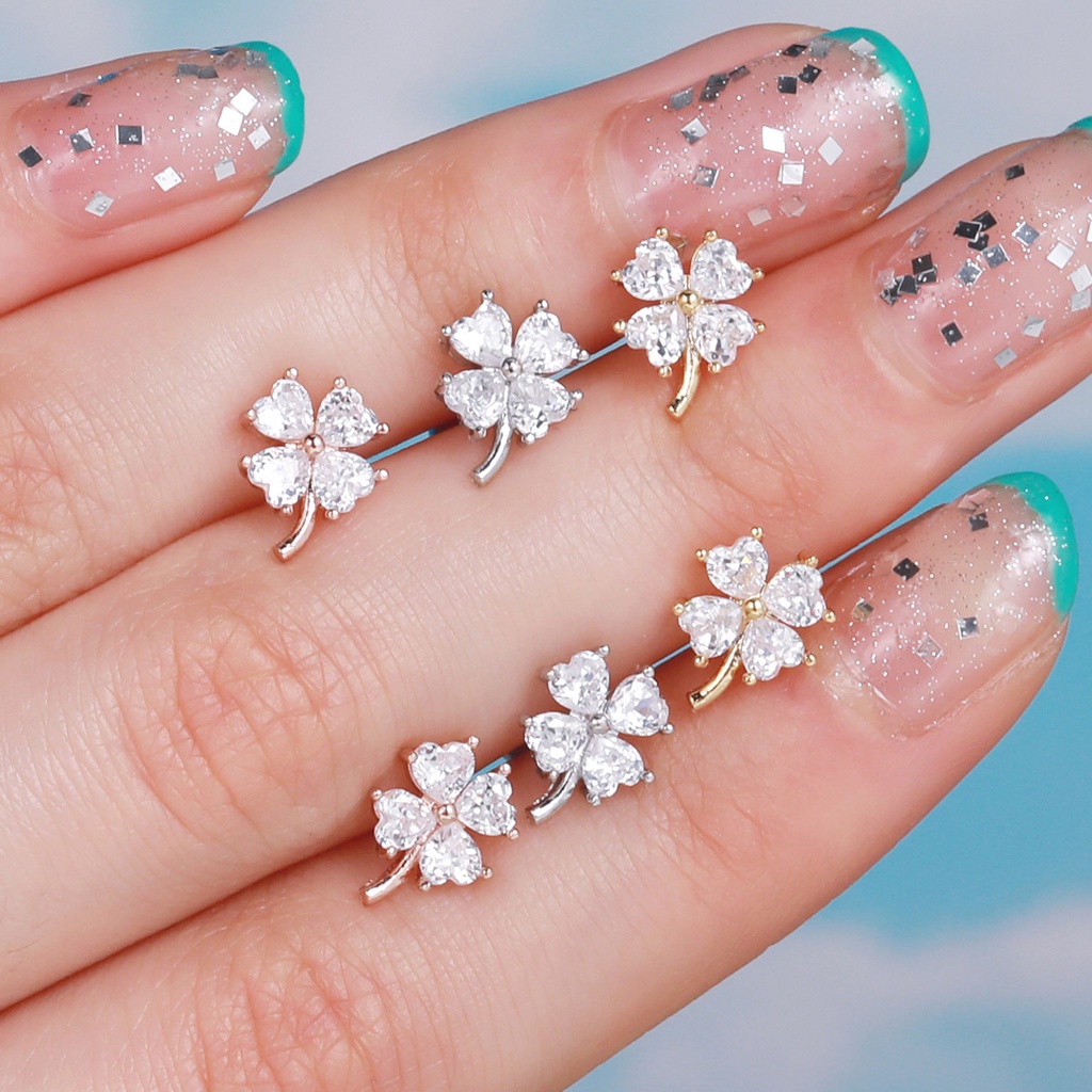 Khuyên Tai Hình Hoa Nhỏ Không Gây Dị Ứng Đính Đá zircon Thời Trang Cho Nữ