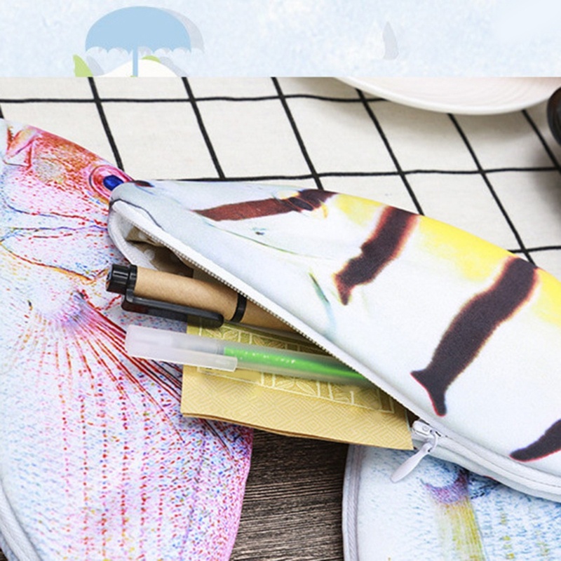 Bóp Viết In Hình Cá Dễ Thương Sức Chứa Lớn Cho Học Sinh