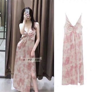 [Bb125] Váy 2 dây midi lụa màu loang zaza tqxk fulltag