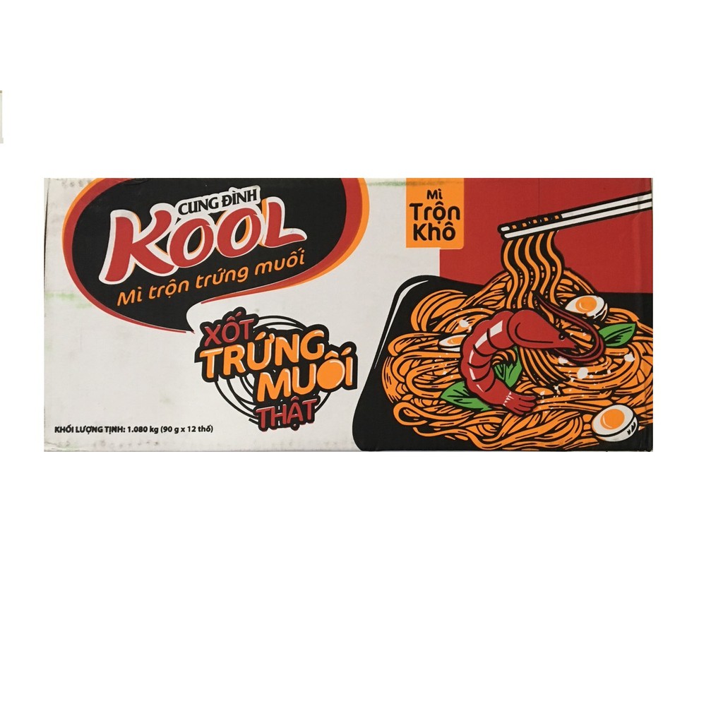 Thùng 12 Hộp Mì Trộn Trứng Muối Cung Đình Kool 90g