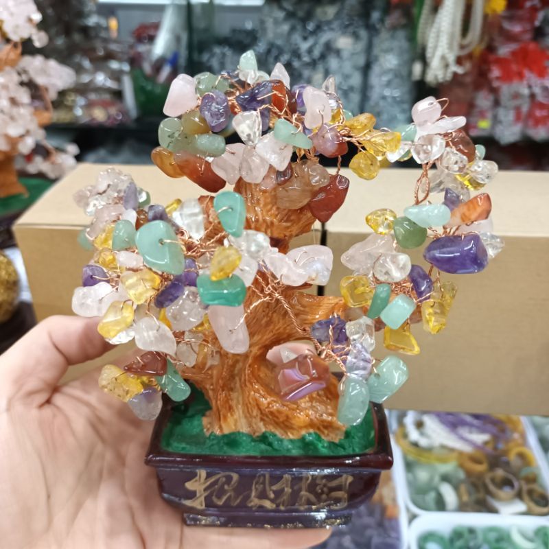 Cây đá T.A ngũ sắc kích tài lộc may mắn