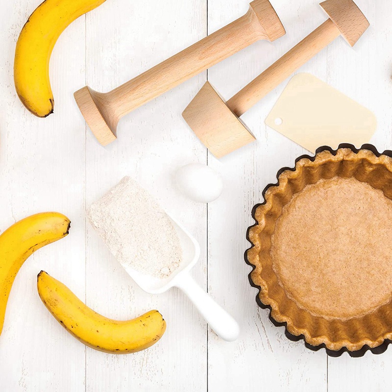 2 cái Bộ Tamper Bánh Tart Bằng Gỗ Tart Chảo Khuôn Bằng Gỗ Bánh Trứng Dụng Cụ Làm Bánh Ngọt Bánh Tart Dụng Cụ Làm Bánh Tự Làm Dụng Cụ Bánh Ngọt