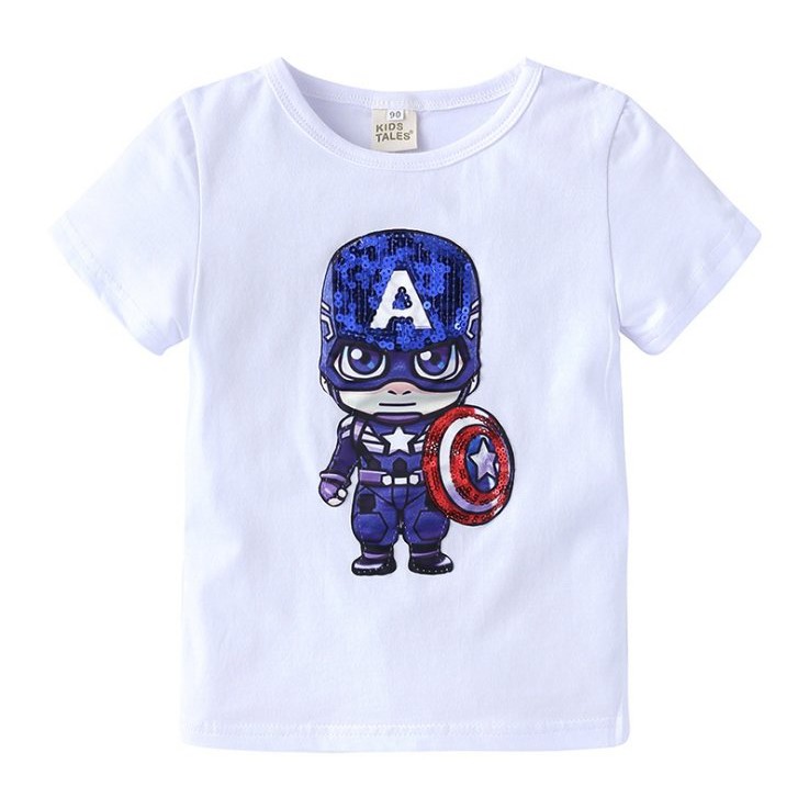 Áo cộc tay PHÁT SÁNG, áo gắn đèn led siêu nhân cho bé trai và công chúa Elsa cho bé gái Kid Tales