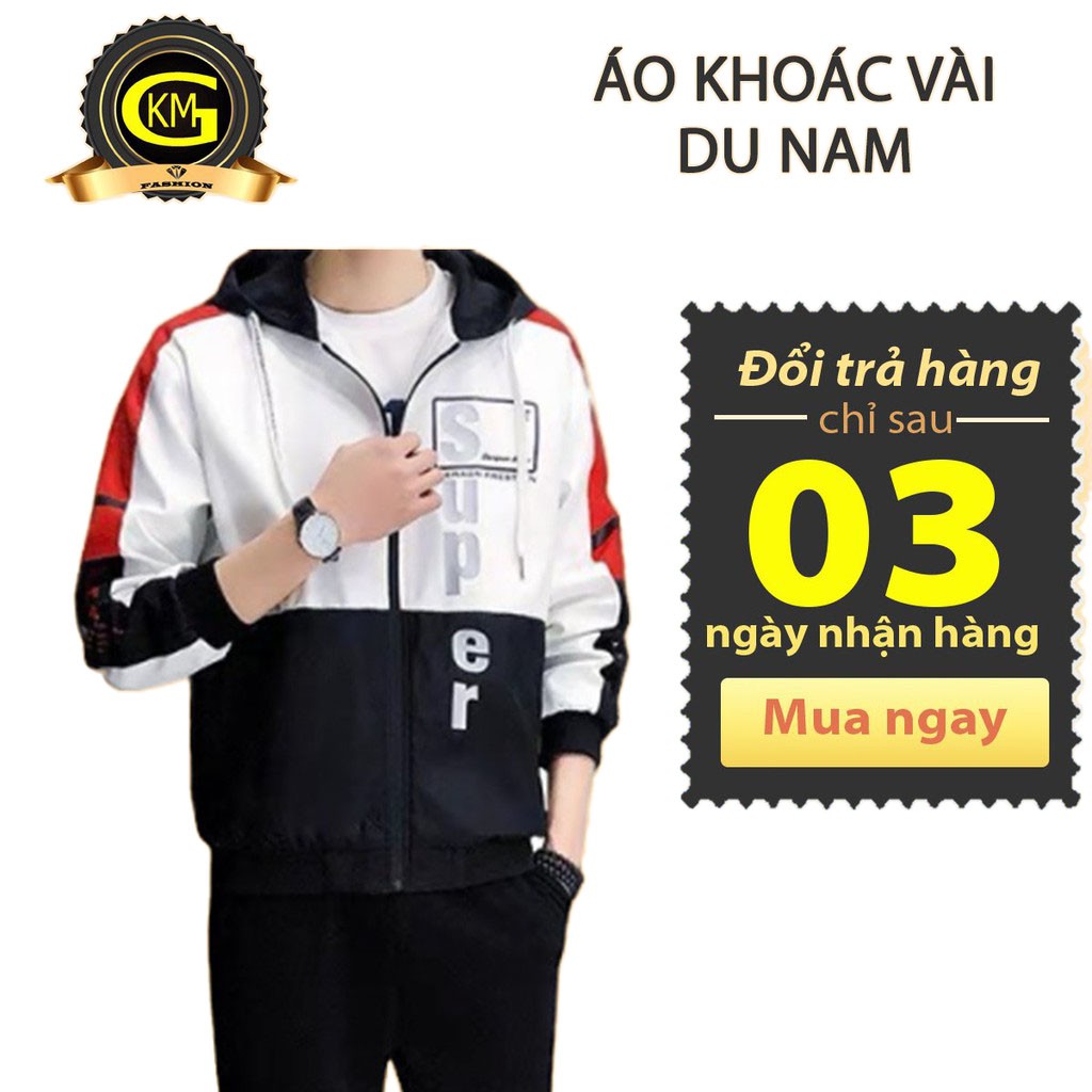 Áo khoác chống nắng nam Super vải dù có mũ