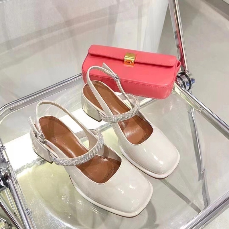 Giày thời trang nữ, giày hở gót quai ngang gắn đá mã hót hít 2022