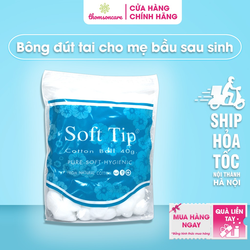 Bông viên tròn Softtip - bông gòn đút tai cho mẹ sau sinh - nhập khẩu từ Thái Lan