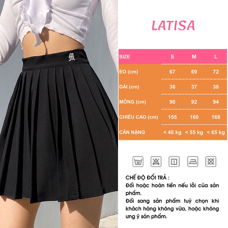 Chân váy xếp ly ngắn tennis chữ a lưng cao trắng đen có quần trong LATISA CV04