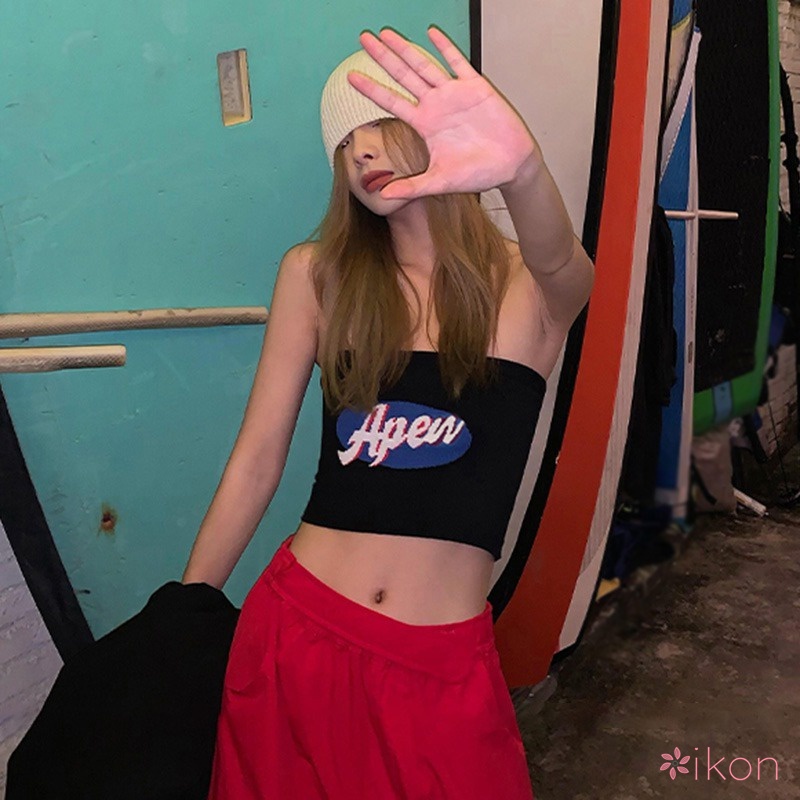 Áo Ống Dệt Kim In Chữ Quyến Rũ Cho Nữ