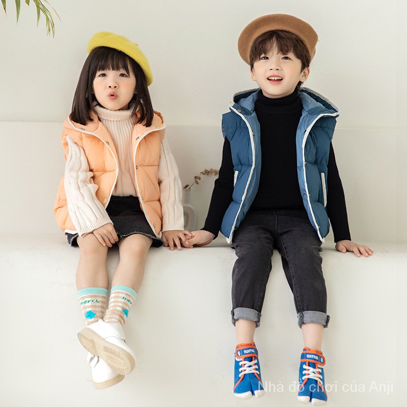 Children Down Cotton Men And Women For Thick Baby Hooded Vest Korean Wear Outside Waistcoat