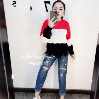 Áo len 3 màu rách gấu hot hit