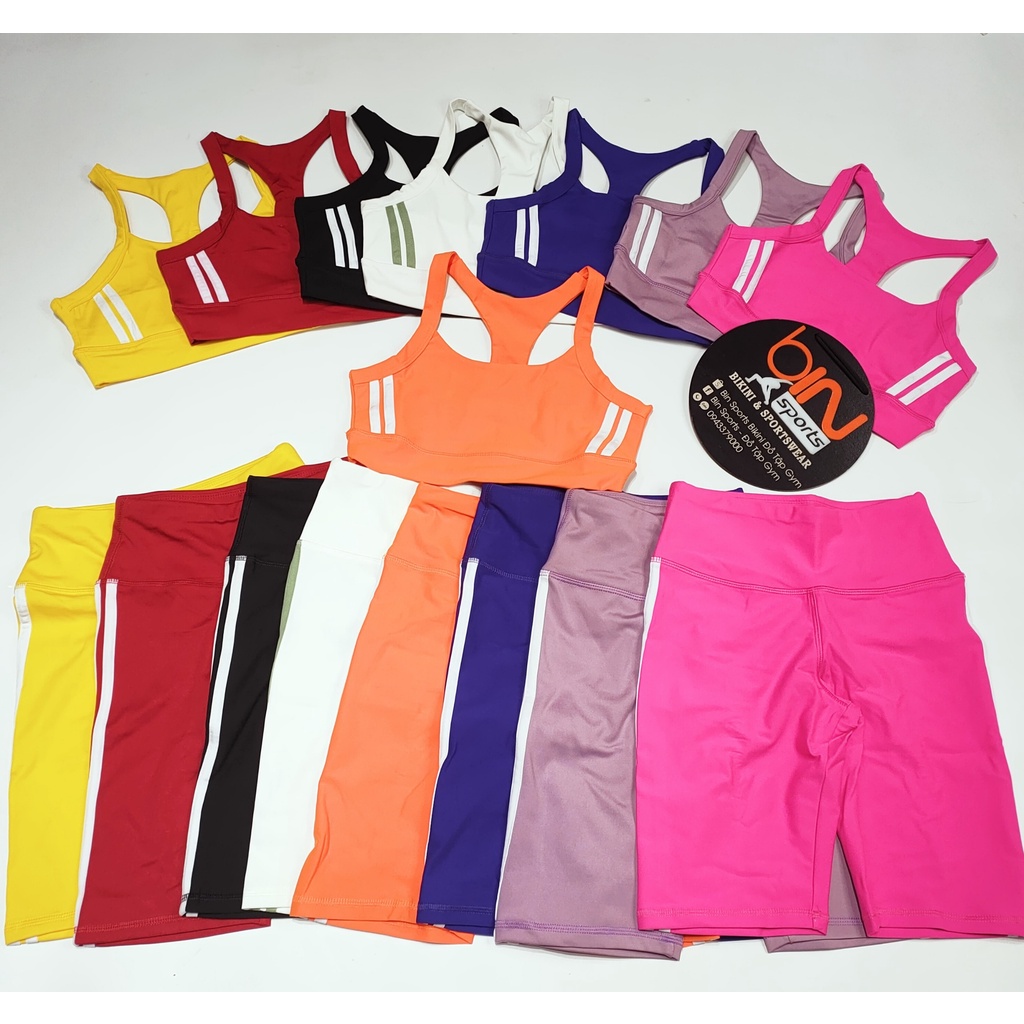 Đồ tập gym nữ, set bộ thể thao nữ áo bra kèm mút quần ngố đùi chun mông Bin Sports BL021