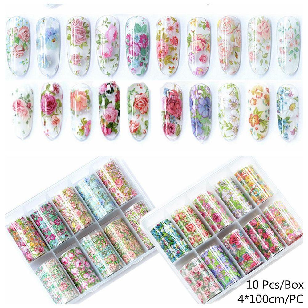 10 Cuộn Giấy Foil 3D Tự Trang Trí Móng Tay