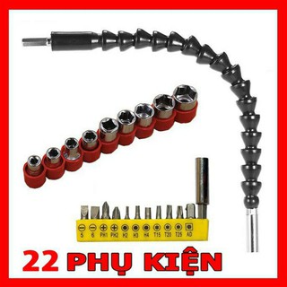 Bộ Phụ Kiện Vặn Vít Đầy Đủ 22 Chi Tiết ,10 Đầu Bắn Vít - 9 Đầu Khẩu- Phụ Kiện Máy Khoan - Bắt Vít
