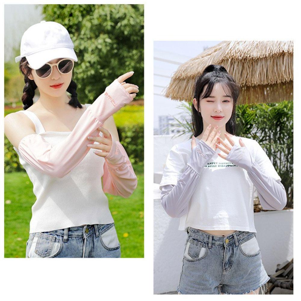 DARNELL Găng Tay Chống Nắng Chống Trượt Bằng Lụa Lạnh Thời Trang Mùa Hè Cho Nữ