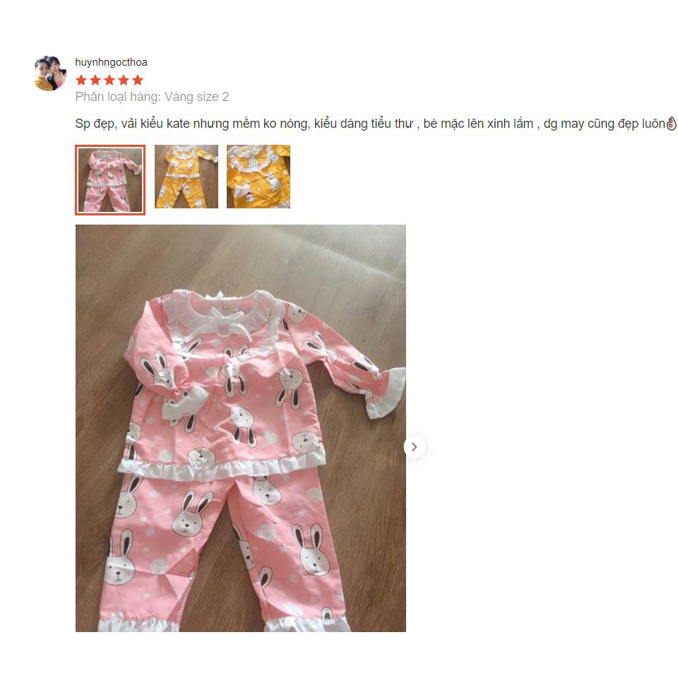 Bộ pijama dài tay bèo in hình cute cho bé gái