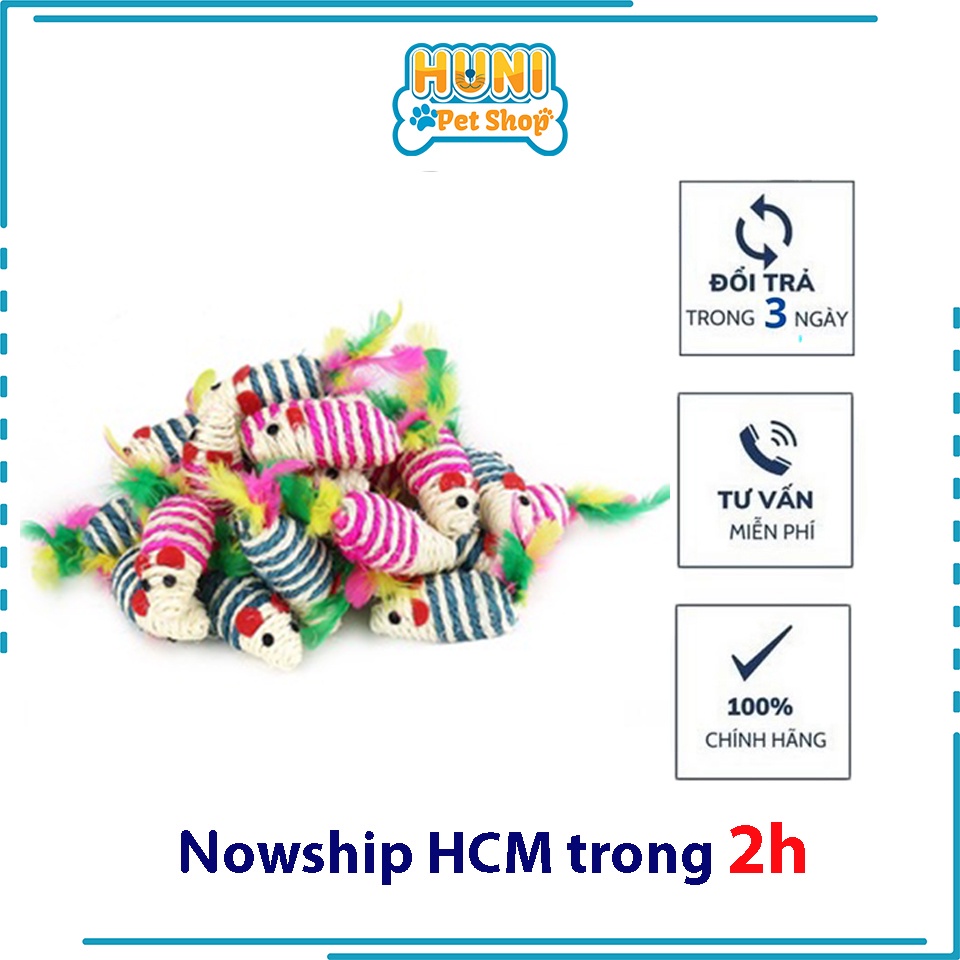 Đồ Chơi Cho Mèo Con Chuột Cói Có Đuôi Lông Cho Mèo Đồ chơi vờn bện cói dễ thương HUNI PETSHOP