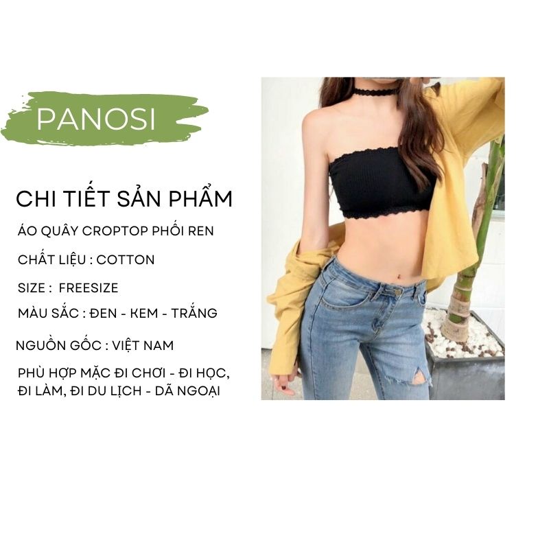 Áo bra nữ áo quây ngang không dây phối viền ren có đệm mút chất co giãn PANOSI - A655
