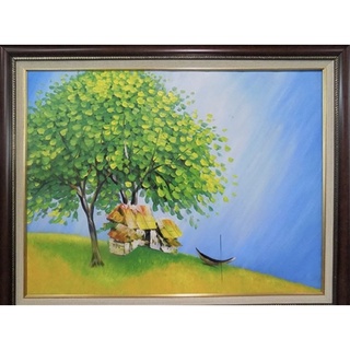 Tranh sơn sầu phố hoa - kích thước 30x30cm