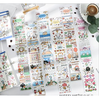 Zanmo masking tape sticker dải nhãn dán 35cm trang trí sổ tay mèo uncle meow đáng yêu
