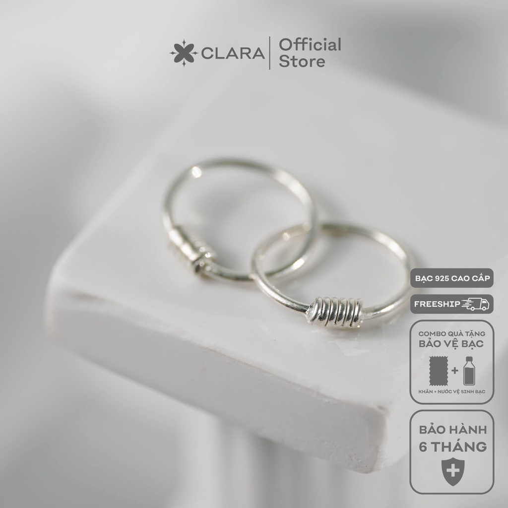 Bông tai bạc nữ khoen tròn cao cấp - Clara Jewelry B0036