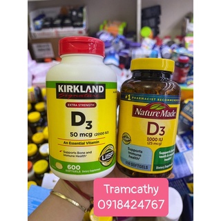 Vitamin D vitamin D3 Kirkland  viên 2000 iu, nature made 1000iu ,5000 iu-tramcathy