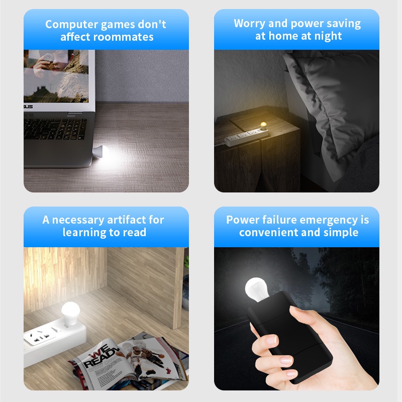 Đèn LED FONKEN cổng USB nhỏ gọn bảo vệ mắt tiện dụng khi đọc sách