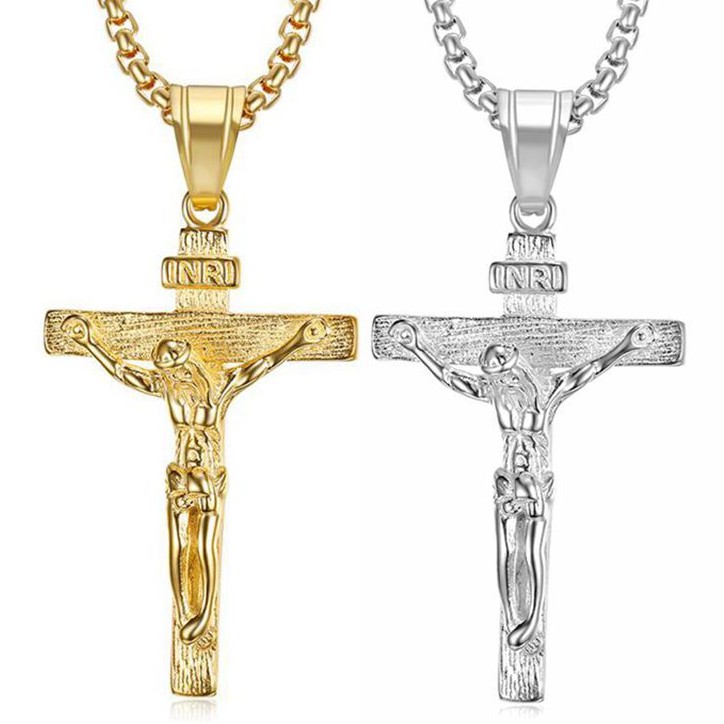 Đồng Hồ Đeo Tay 316l Bằng Thép Không Gỉ 18K Thời Trang Vòng cổ Mặt Thánh Giá Phong Cách Hip Hop