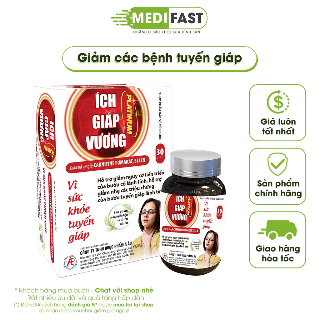 Giảm bướu cổ - Ích giáp vương Platinum Mẫu mới Hàm lượng cao, tốt cho tuyến giáp từ thảo dược