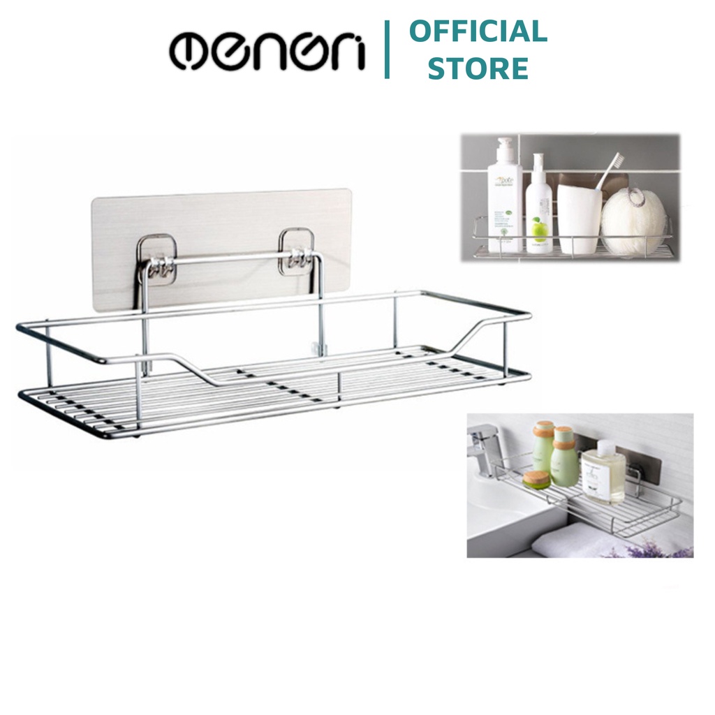 Kệ Nhà Tắm Inox Hình Chữ Nhật OENEN Kèm Miếng Dán Tường Thông Minh, Tiện Dụng Oenon