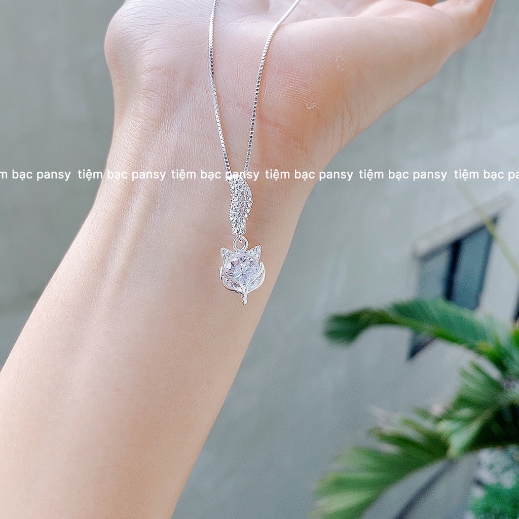 Dây chuyền bạc nữ PANSY mặt hồ ly tình duyên, vòng cổ bạc đẹp đính đá cao cấp
