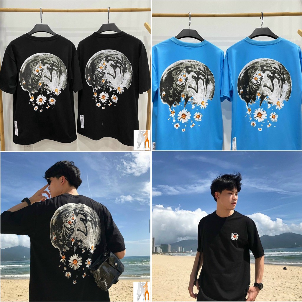Áo thun unisex hình hình tinh hoa cúc form rộng tay lỡ - Trùm Chuyên Sỉ Thời Trang