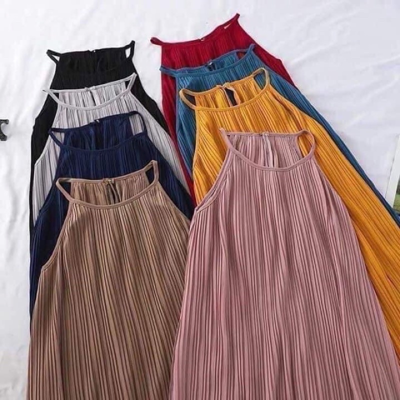 Váy Yếm Dập Ly Maxi Đi Biển 9 Màu
