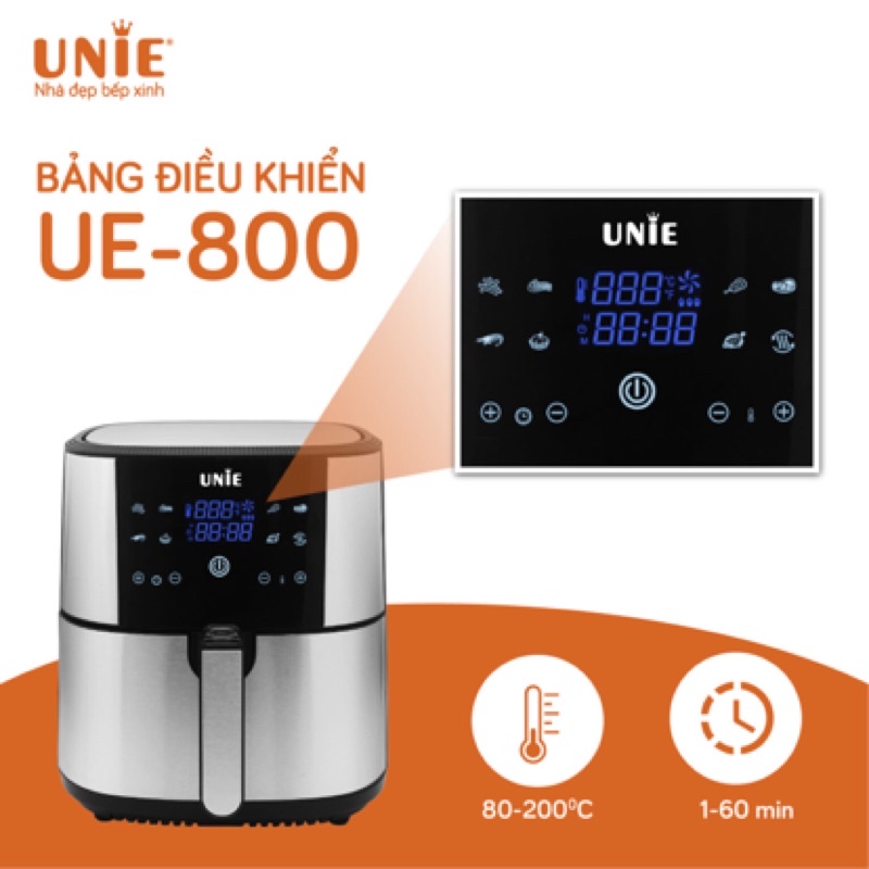 [Chính Hãng] Nồi chiên không dầu cao cấp 8 lít UNIE UE-800, lỗi 1 đổi 1, bảo hành 12 tháng