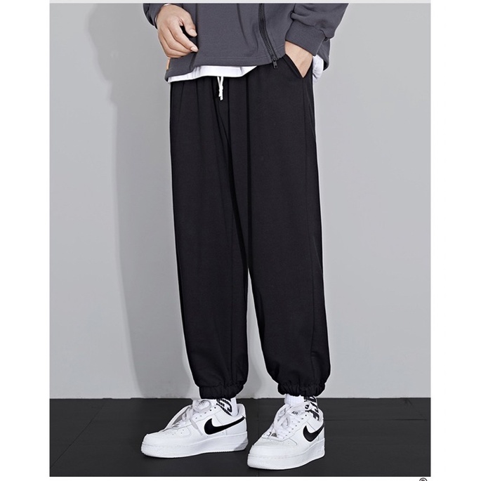 Quần Jogger Nam Nữ Trơn Basic Ống Rộng Thun Da Cá Phong Cách Thể Dục Thể Thao Năng Động Unisex