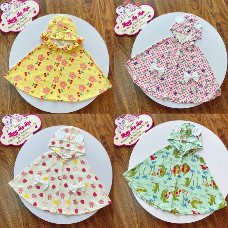 Áo Chống Nắng Cho Bé, Áo Choàng Chống Nắng Cho Bé, Áo Choàng Cánh Dơi Chống Nắng cho bé chất cotton size từ 5-17kg