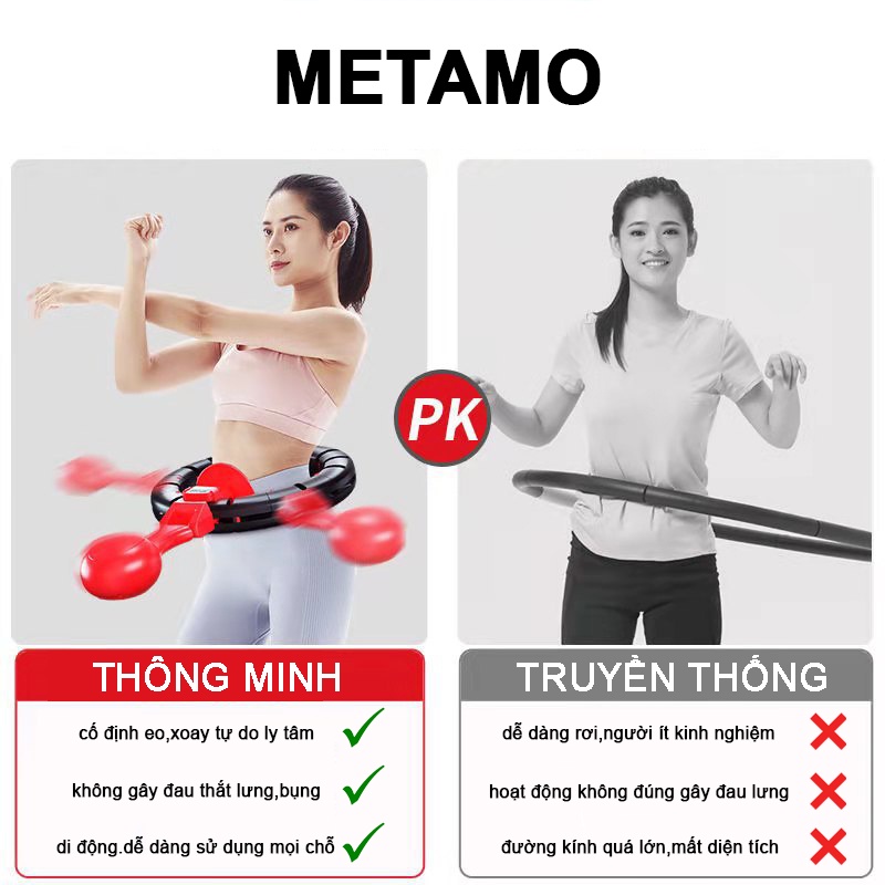 Vòng lắc eo giảm mỡ tự động thông minh 360 tự đếm vòng METAMO, vong lac eo đốt mỡ thừa hiệu quả, săn chắc cơ thể