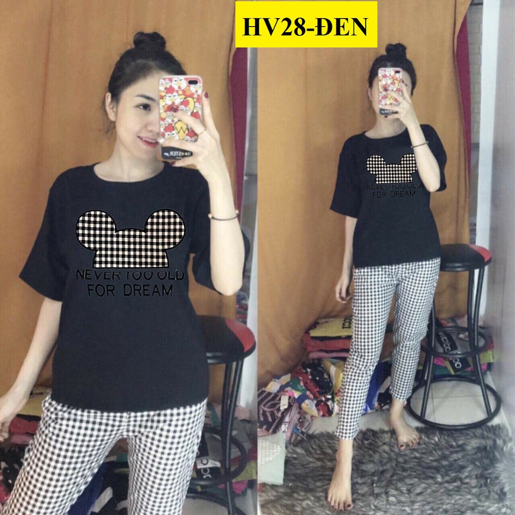 [GIÁ TỐT] Đồ bộ sọc caro thêu hình gấu | BigBuy360 - bigbuy360.vn