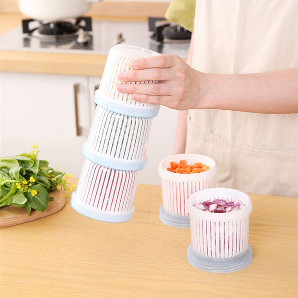 Hộp Đựng Hành Tỏi Gừng Tỏi Gừng Bằng Nhựa Hình Tròn Giữ Tươi Trong Tủ Lạnh Có Nắp Đậy Cho Nhà Bếp