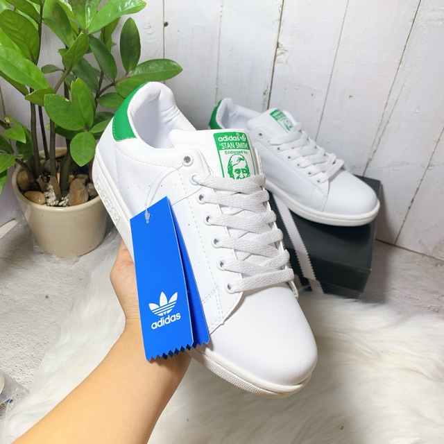 Giày nam nữ -stan smith-súp pơ loại chuẩn gót xanh lá kèm hộp xịn