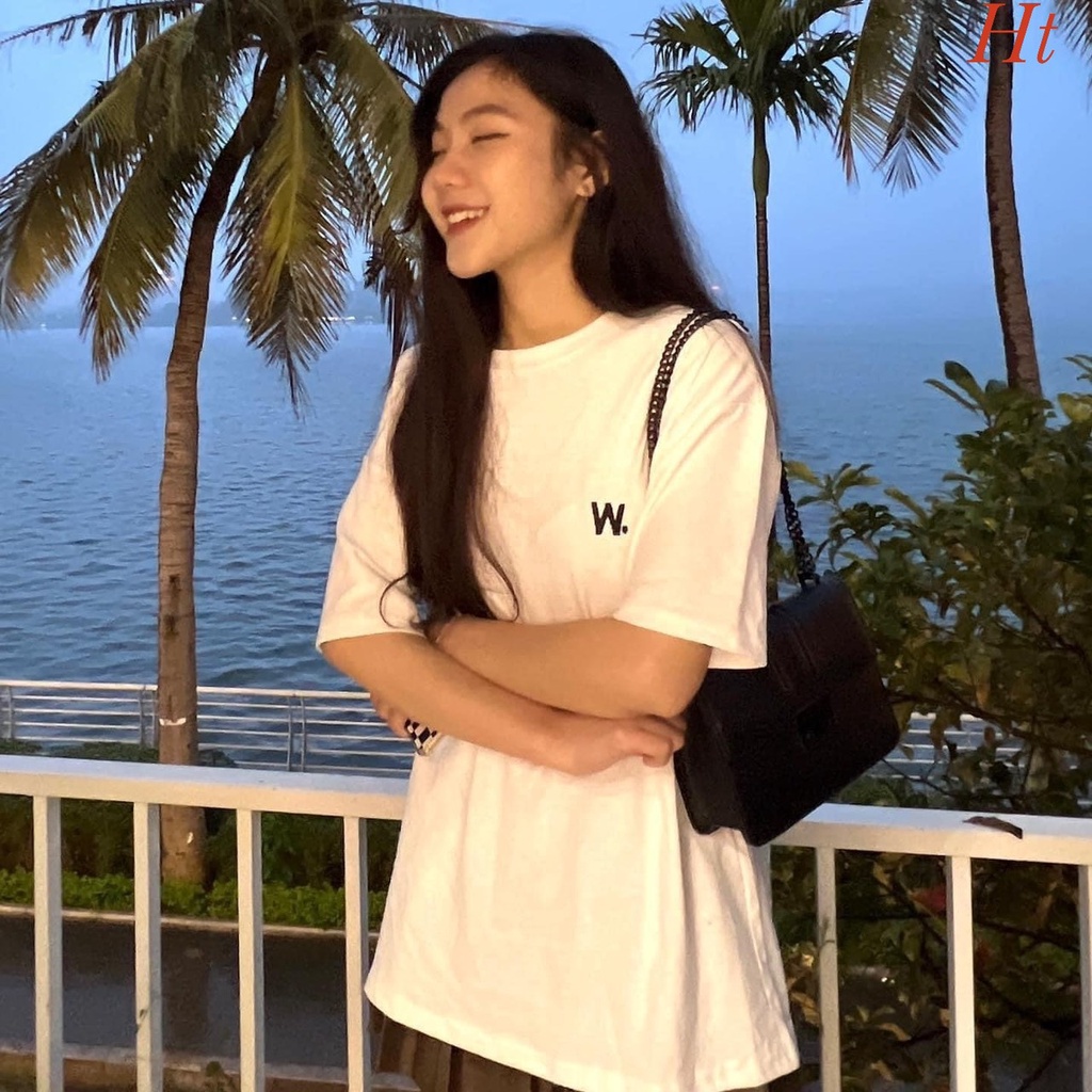 Áo phông Chữ W nữ form rộng tay lỡ unisex, áo thun nữ form rộng tay lỡ unisex cotton su