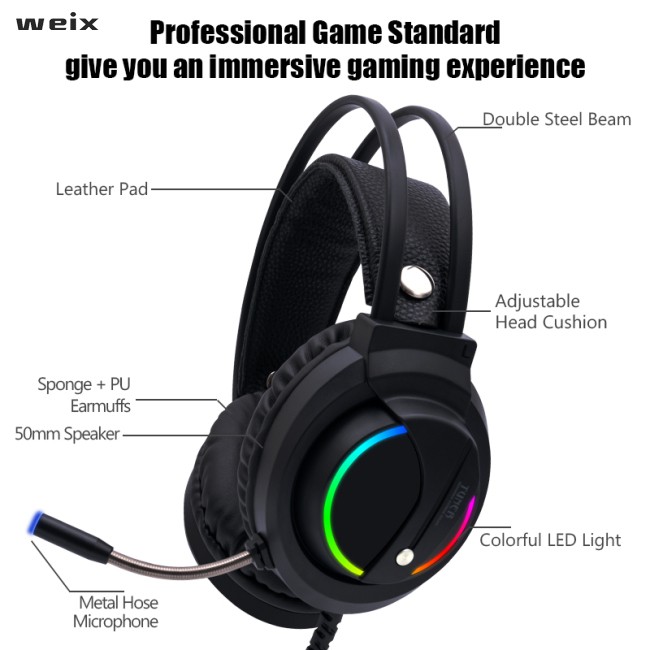 【In stock】FPX 7.1 Head-mounted Headphones Surround Sound Usb 3.5 Mm with Cable and Optical Rgb for Tablet / Pc /xbox / Ps4