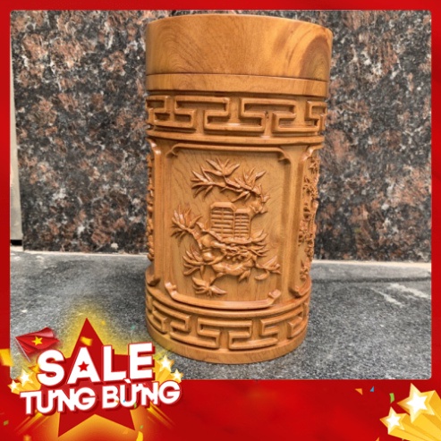 Hộp đựng chè đục tứ quý gỗ