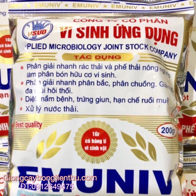 COMBO-10 GÓI (2kg)CHẾ PHẨM VI SINH XỬ LÝ PHẾ THẢI HỮU CƠ EMUNIV