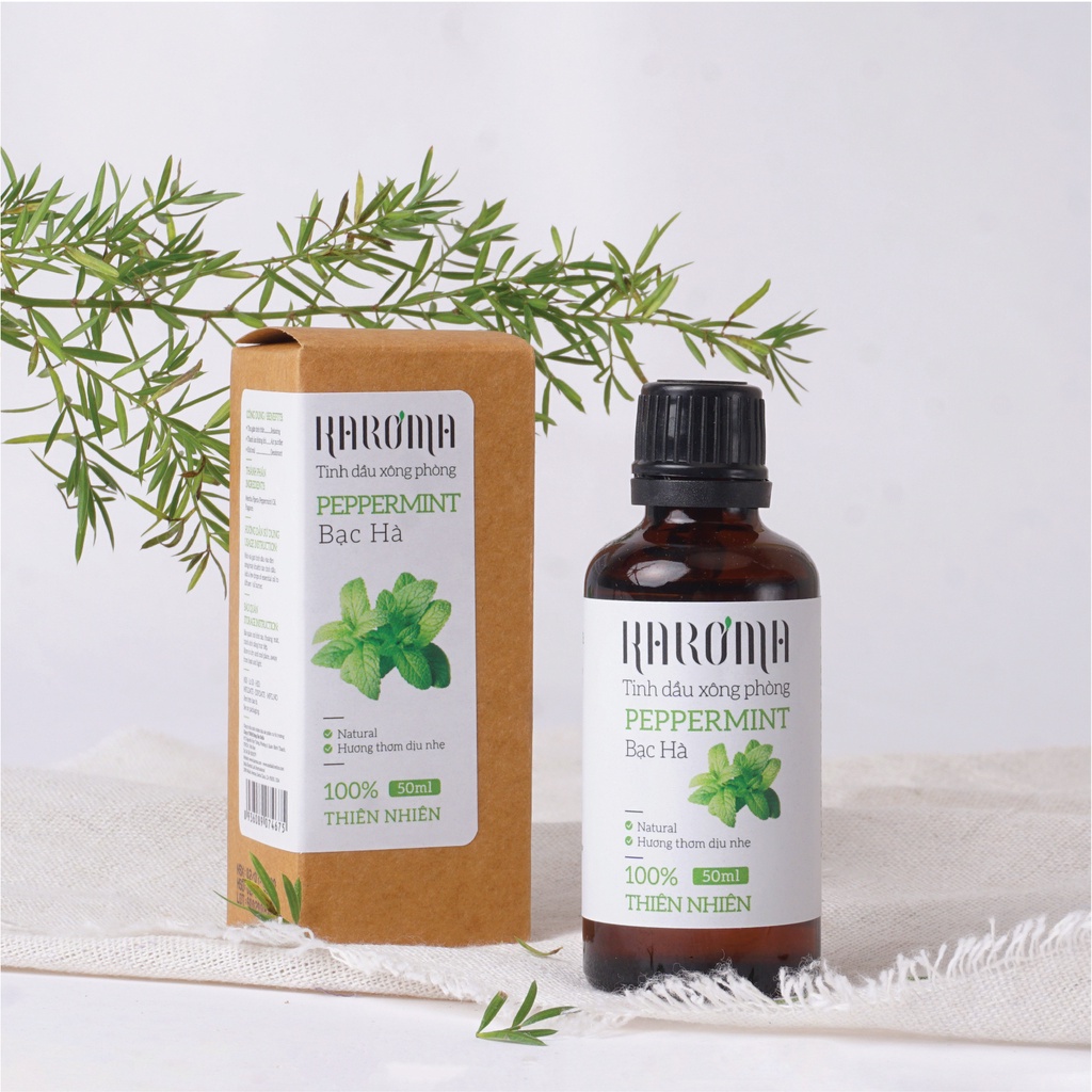 Tinh Dầu Bạc Hà Peppermint Essential Oil KAROMA, Thiên Nhiên Nguyên Chất, Cao Cấp Nhập Khẩu 100ml (Chai)