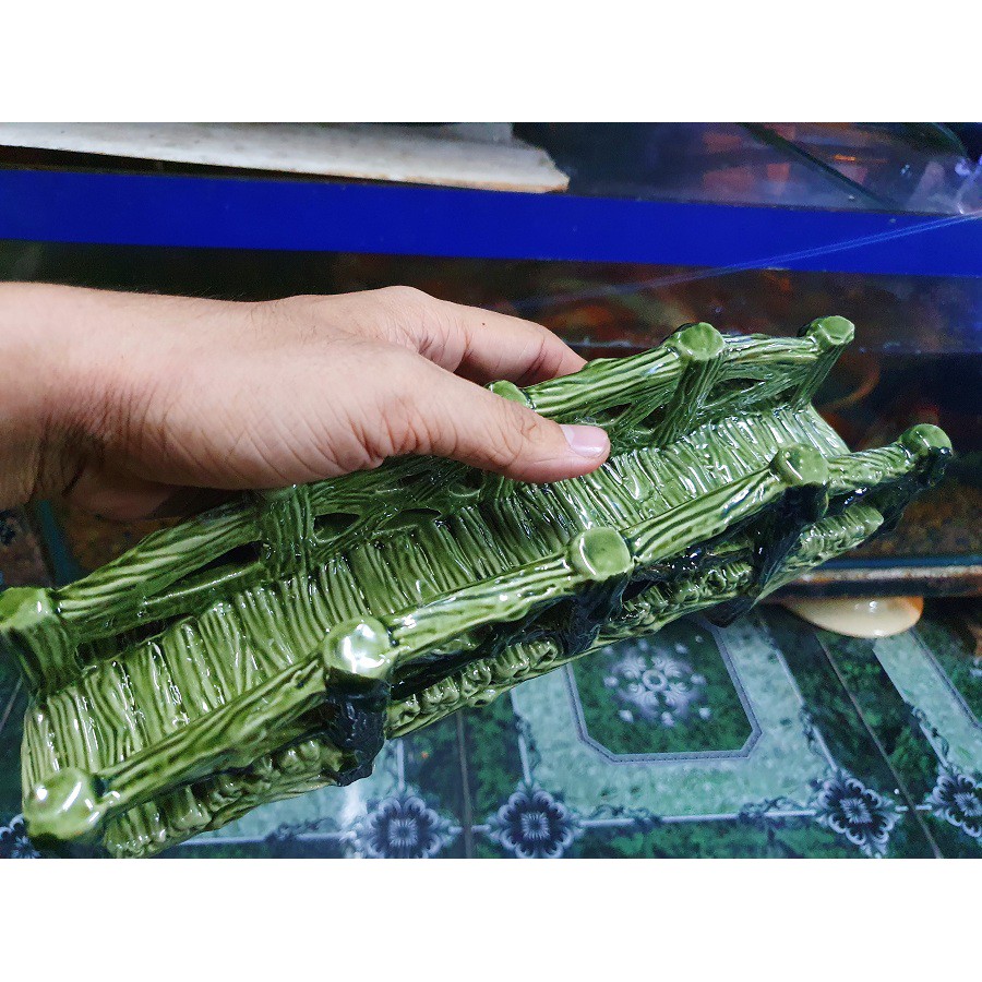 CẦU GỖ TRÁNG MEN TRANG TRÍ HỒ CÁ NON BỘ 26x6x9cm