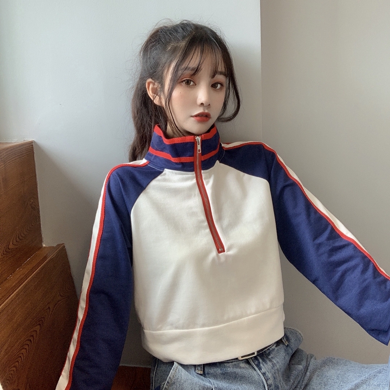 SUXI Áo Thun Tay Dài Cổ Đứng Thời Trang Mùa Thu Cho Nữ