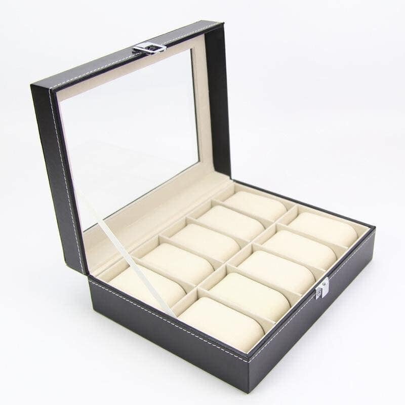Hộp đựng đồng hồ 12 ngăn bọc da PU có chốt chống trộm